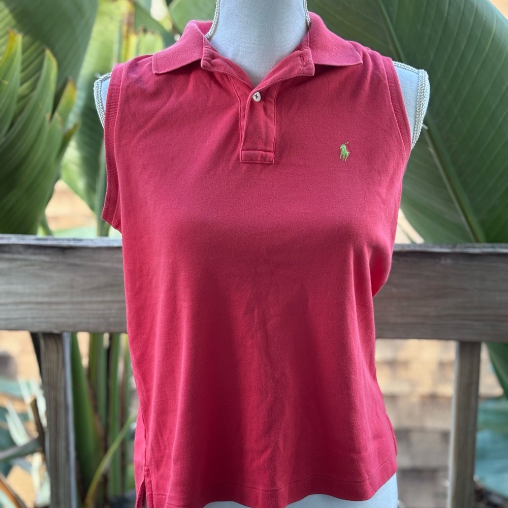 Ralph Lauren Sport Deep Pink Sleeveless Polo %100 Cotton Size M